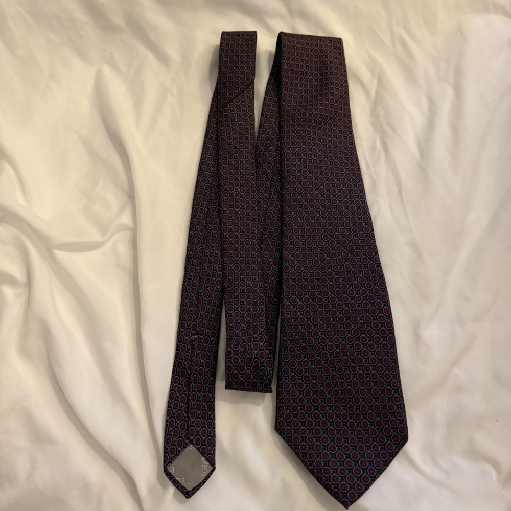 Like New Vintage Christian Dior Geometric Print Silk Tie